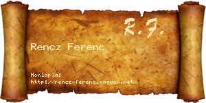 Rencz Ferenc névjegykártya